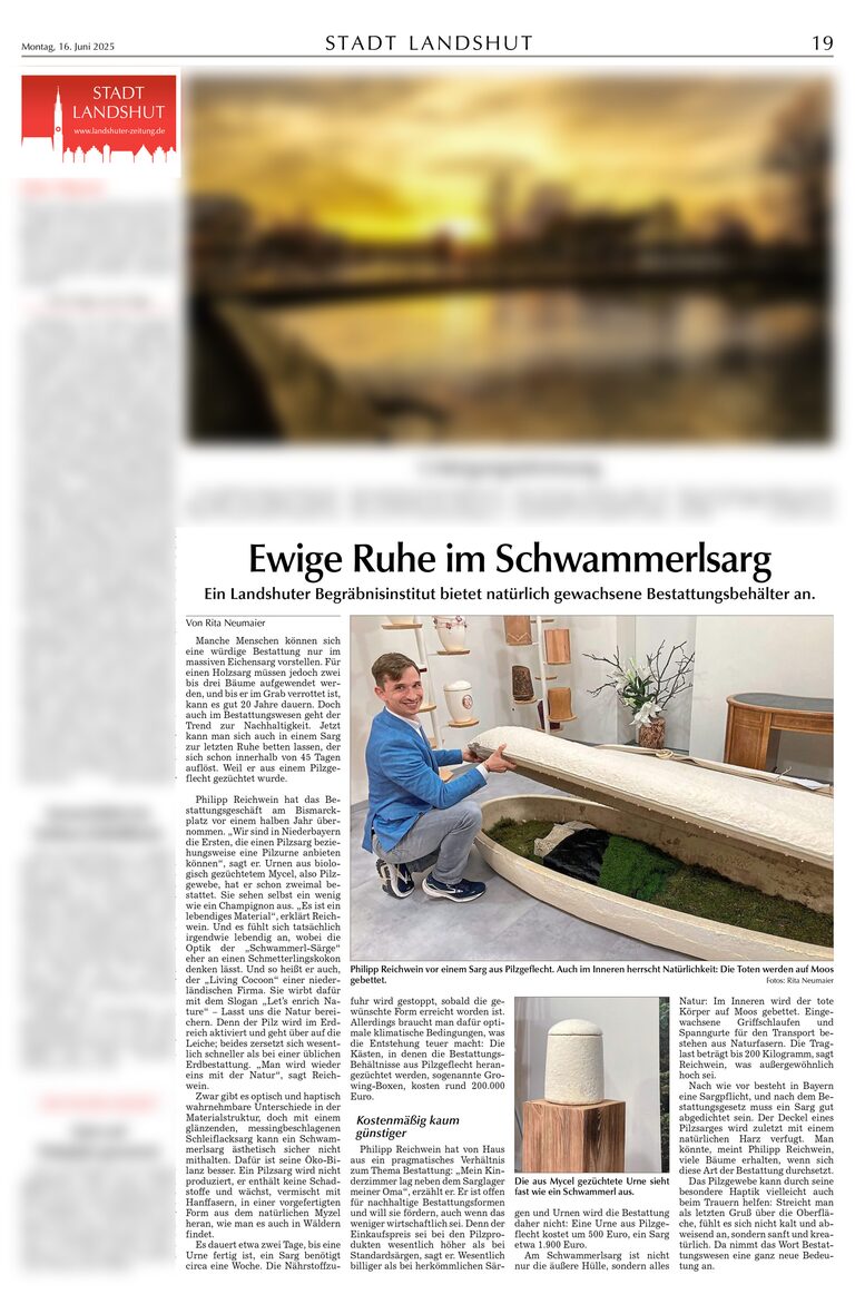 Bericht der Landshuter Zeitung vom 16. Juni 2025 über den Pilzsarg